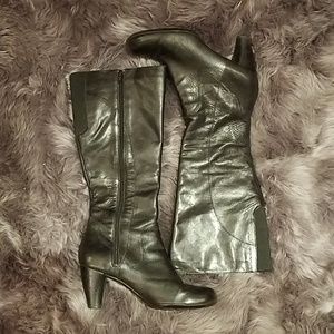 Indigo by Clark's Knee High Leather Boots, Black